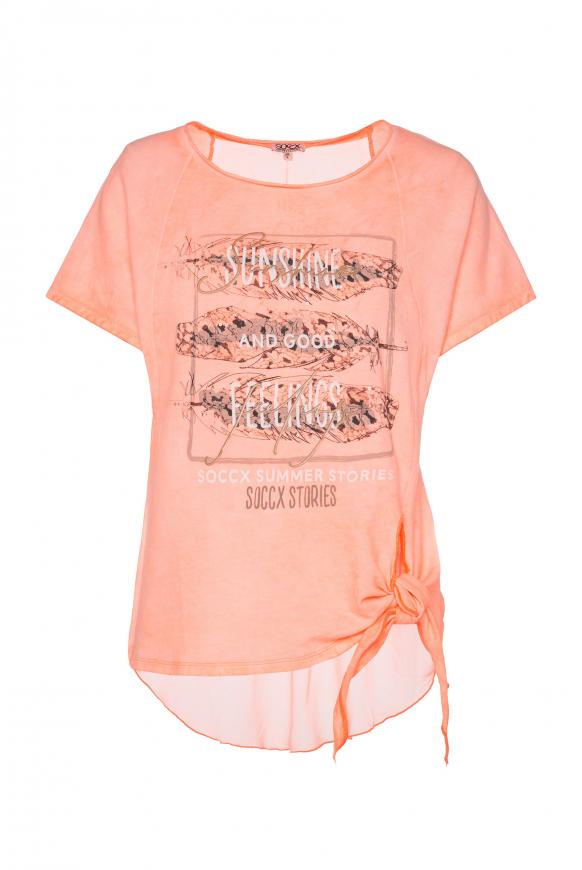 Sweat-T-Shirt mit Knoten und Chiffon-Rücken peachy glow