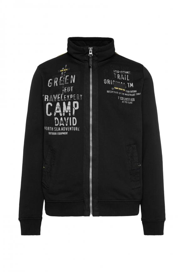 Sweatjacke mit Logo Prints und Stickereien black