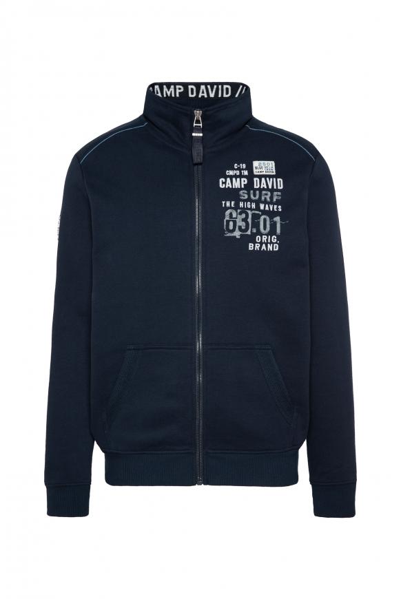 Sweatjacke mit tonigen Tapes und Label Prints blue navy