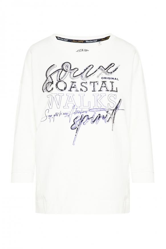 Sweatshirt mit Pailletten-Wording ivory