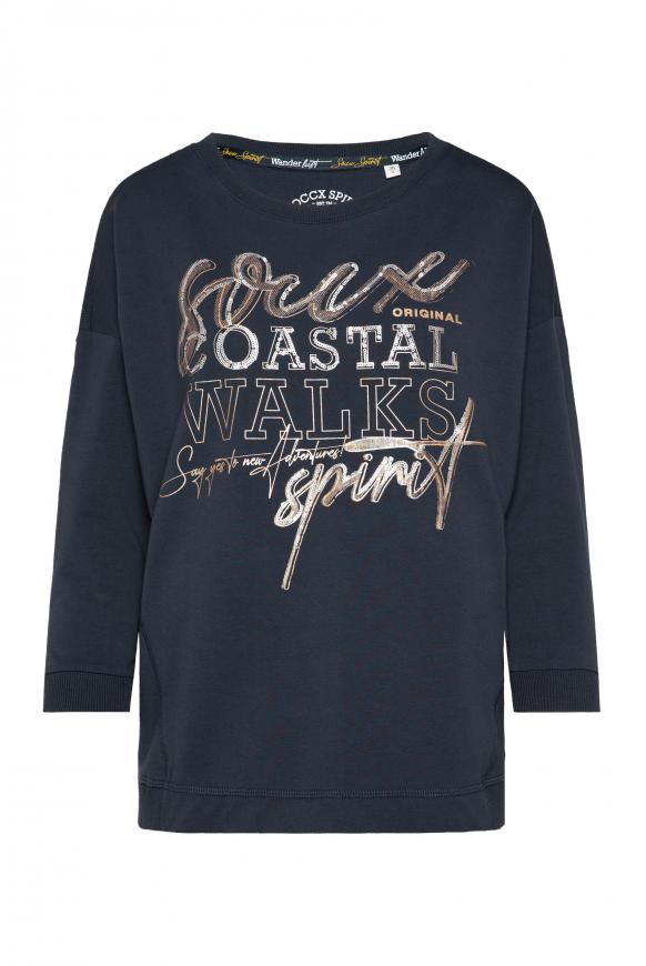 Sweatshirt mit Pailletten-Wording horizon navy