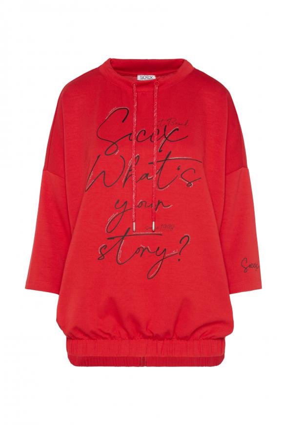 Sweatshirt mit Prints, Tape und Gummizugsaum flame scarlet