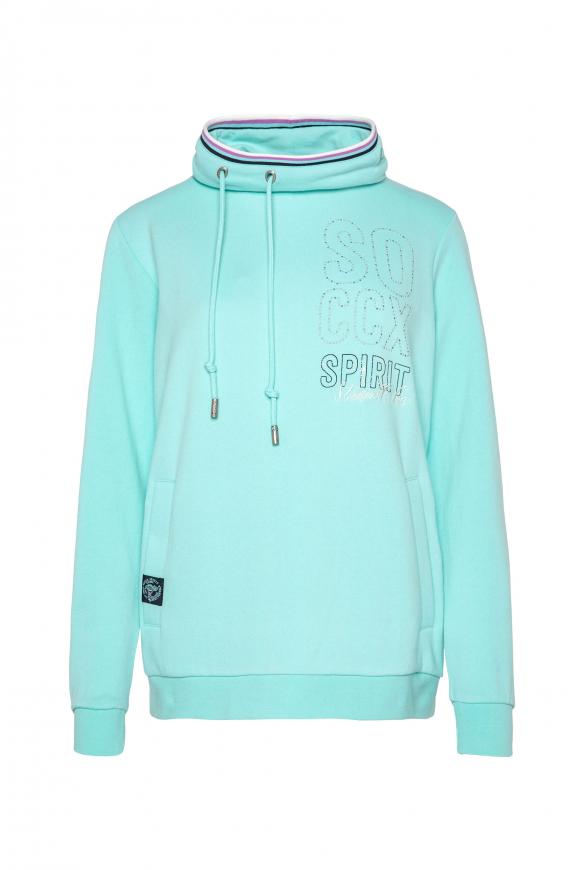 Sweatshirt mit Stehkragen und Taschen ocean aqua