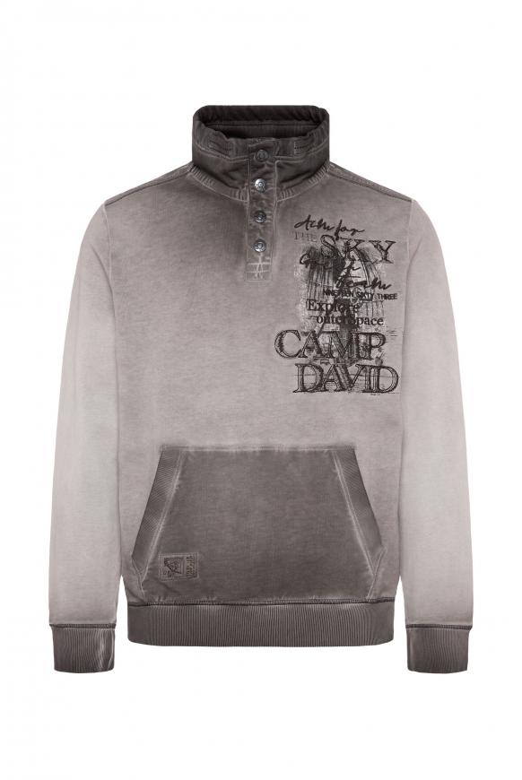 Sweatshirt mit Troyer-Kragen und Kängurutasche mud