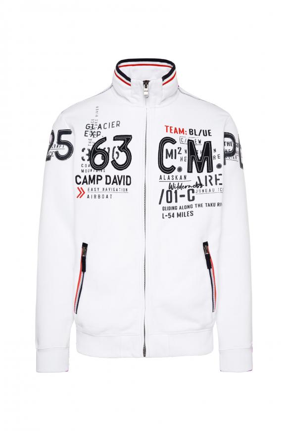 Sweatshirtjacke mit Label-Applikationen opticwhite