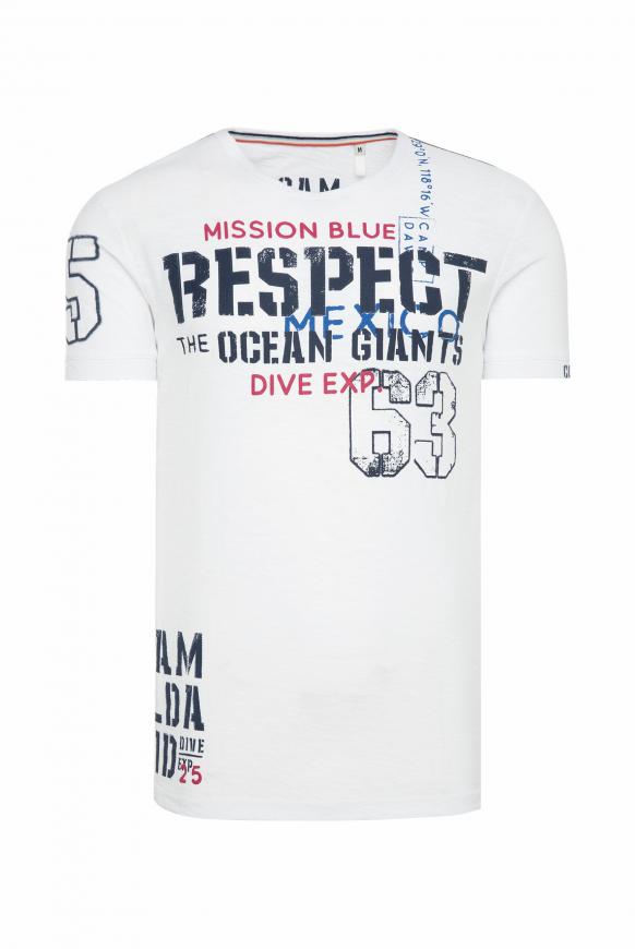 T-Shirt aus Flammgarn mit Label Prints opticwhite