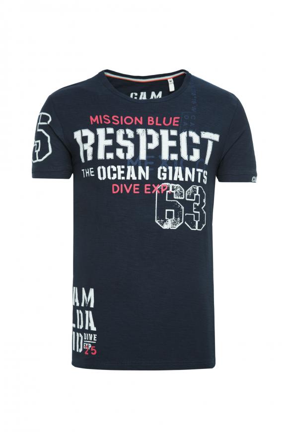 T-Shirt aus Flammgarn mit Label Prints diving navy
