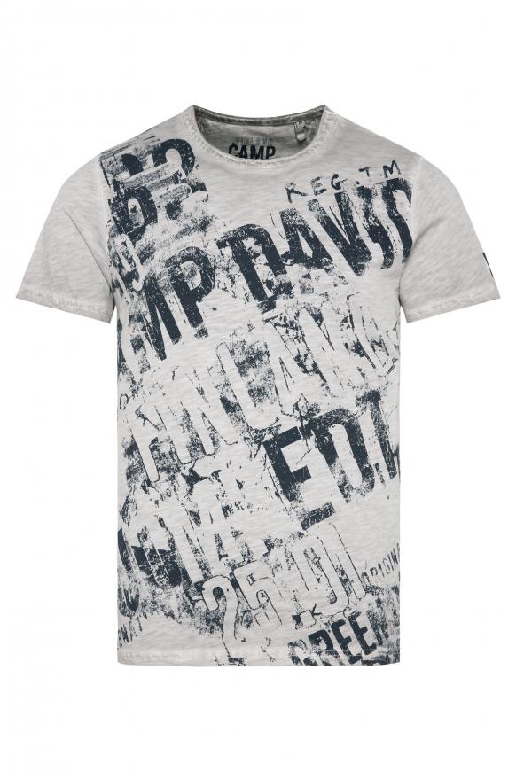 T-Shirt Inside Oil Dyed mit Used Print polo grey