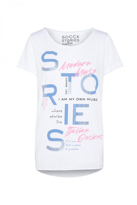 T-Shirt mit Ausbrenner-Effekten und Artwork opticwhite
