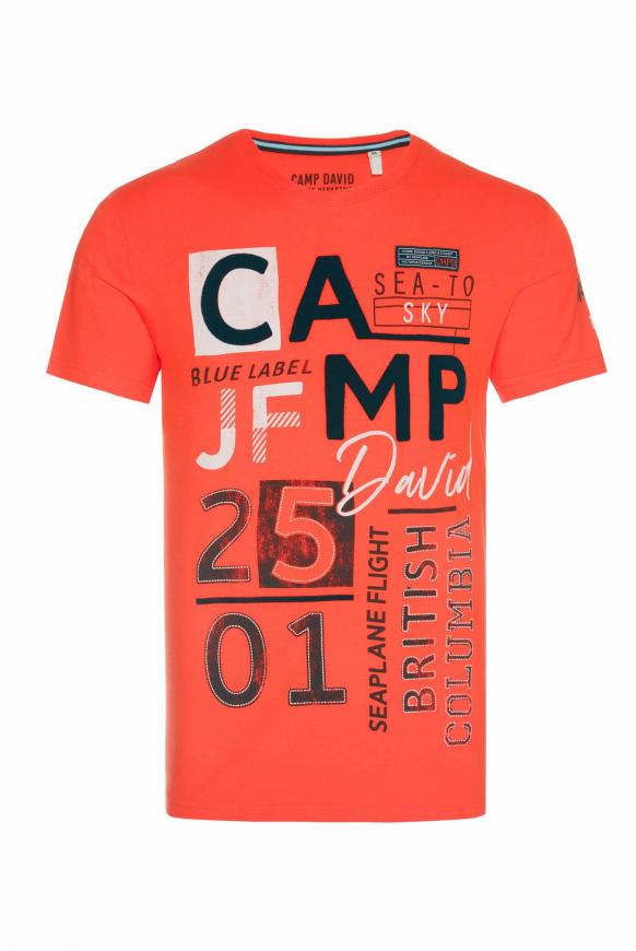 T-Shirt mit Flock-Print signal orange