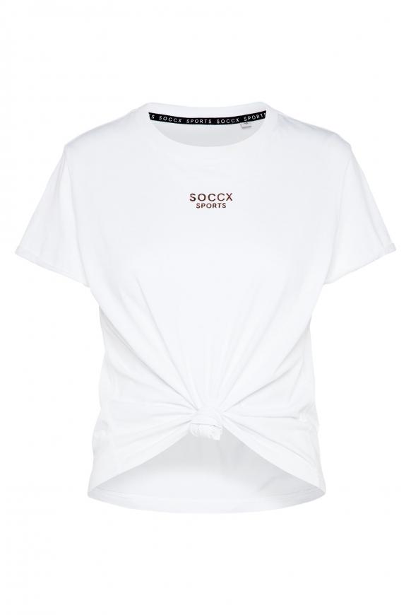 T-Shirt mit Knoten und Logo Print opticwhite