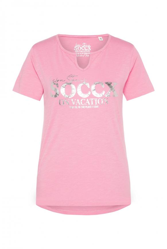 T-Shirt mit Label Print happy pink