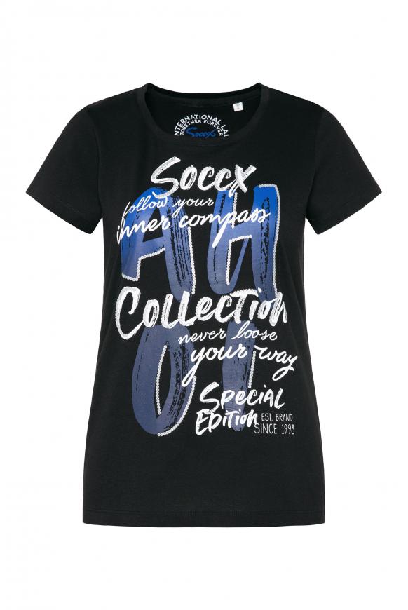 T-Shirt mit Wording und Pailletten-Print black