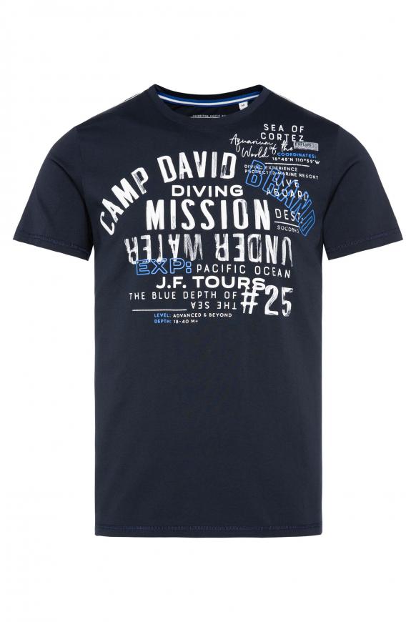 T-Shirt Rundhals mit Print Artwork blue navy