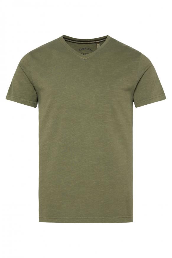 T-Shirt V-Neck mit Flammgarnstruktur