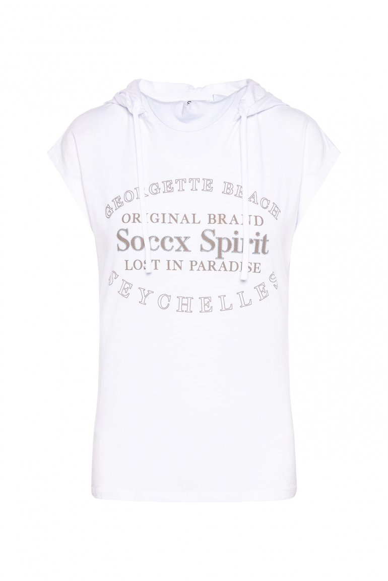 Ärmelloses Kapuzenshirt mit Glitter Puffprint opticwhite