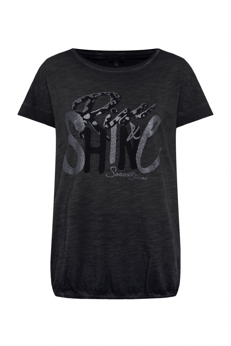 Ärmelloses Oversized-Shirt mit Gummizugsaum black