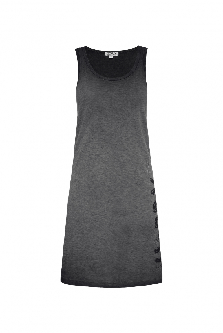 Ärmelloses Sommerkleid mit Wording Print black