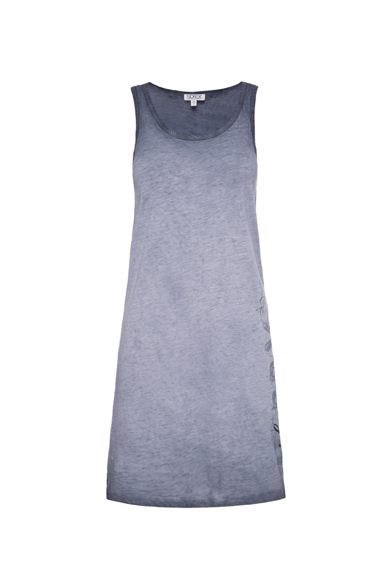 Ärmelloses Sommerkleid mit Wording Print blue grey