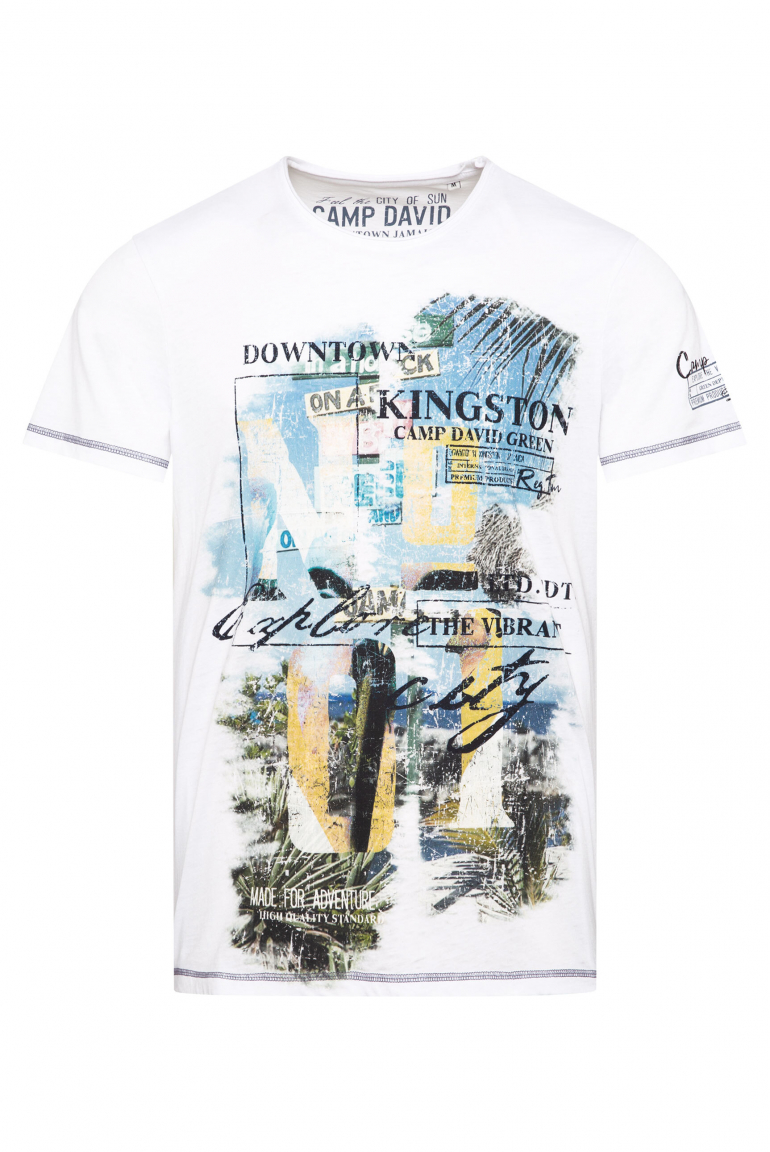 Ausbrenner-Shirt mit Photoprint im Vintage Look opticwhite