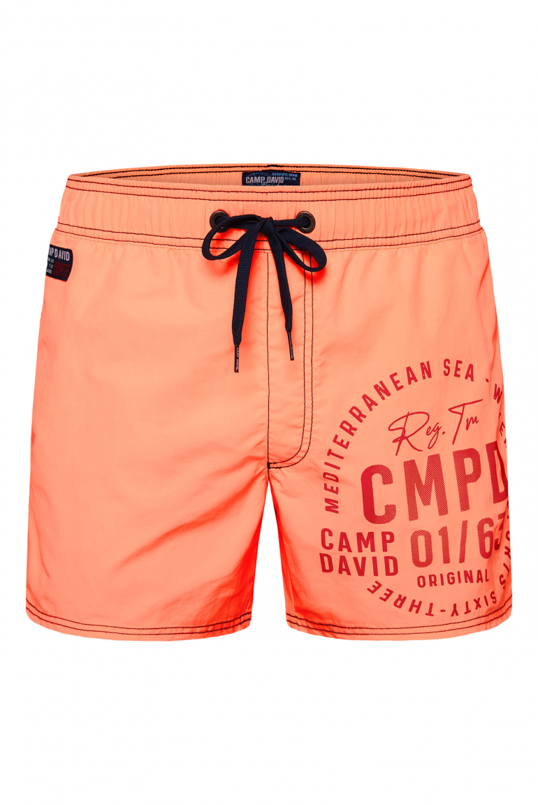 Badeshorts mit Logo Print speed orange