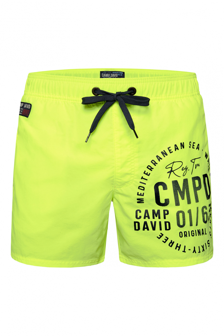 Badeshorts mit Logo Print neon lime