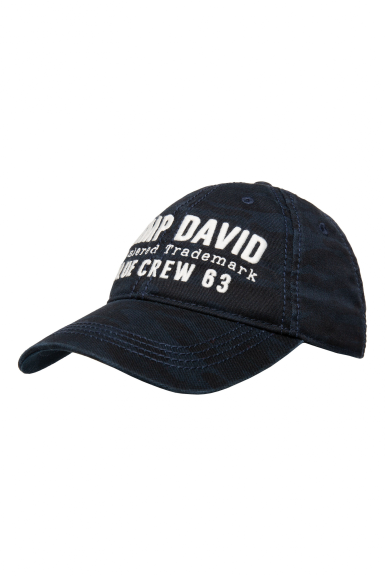 Base Cap mit Logo-Stickereien und All Over Print navy