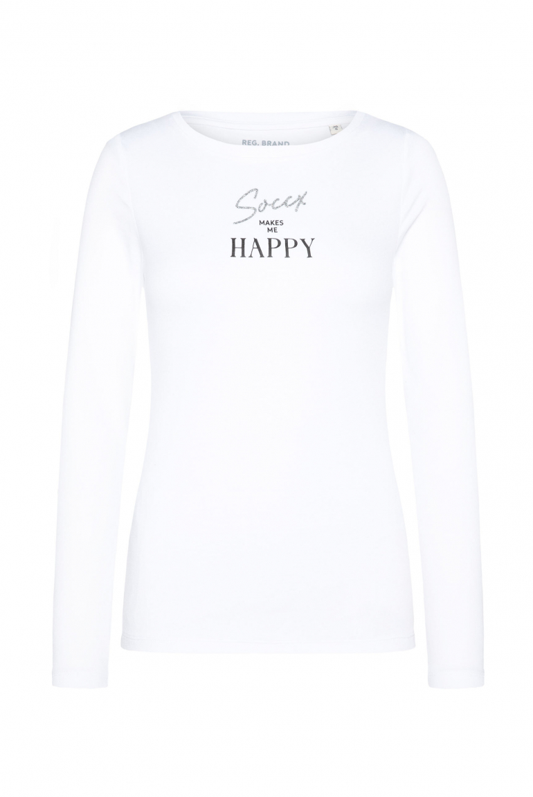 Basic Rippshirt mit Glitter Wording opticwhite