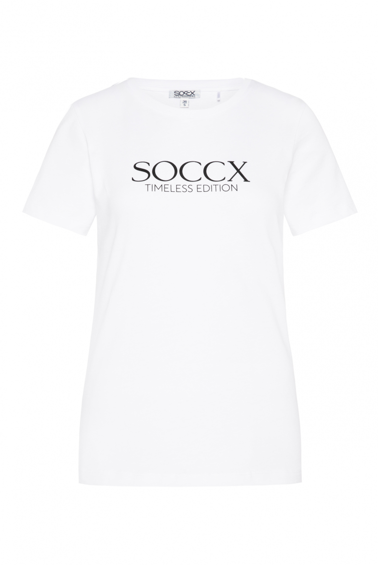 Basic T-Shirt mit Logo Print opticwhite