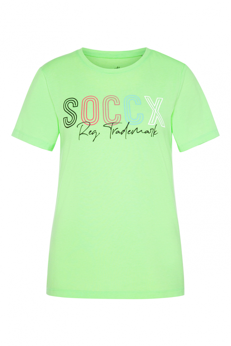 Basic T-Shirt mit Rundhalsausschnitt und Logo peppy green