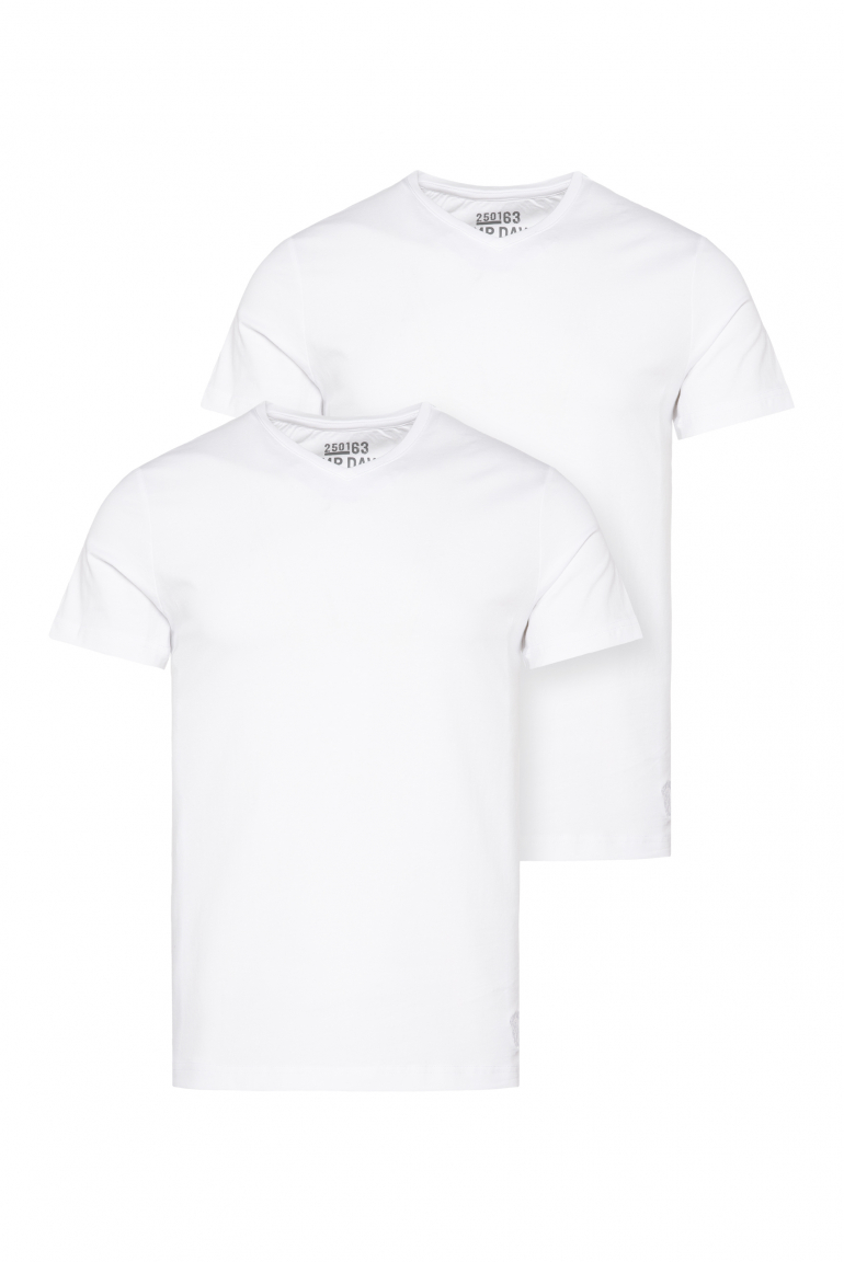 Basic T-Shirt mit V-Neck, Doppelpack optic white / optic white