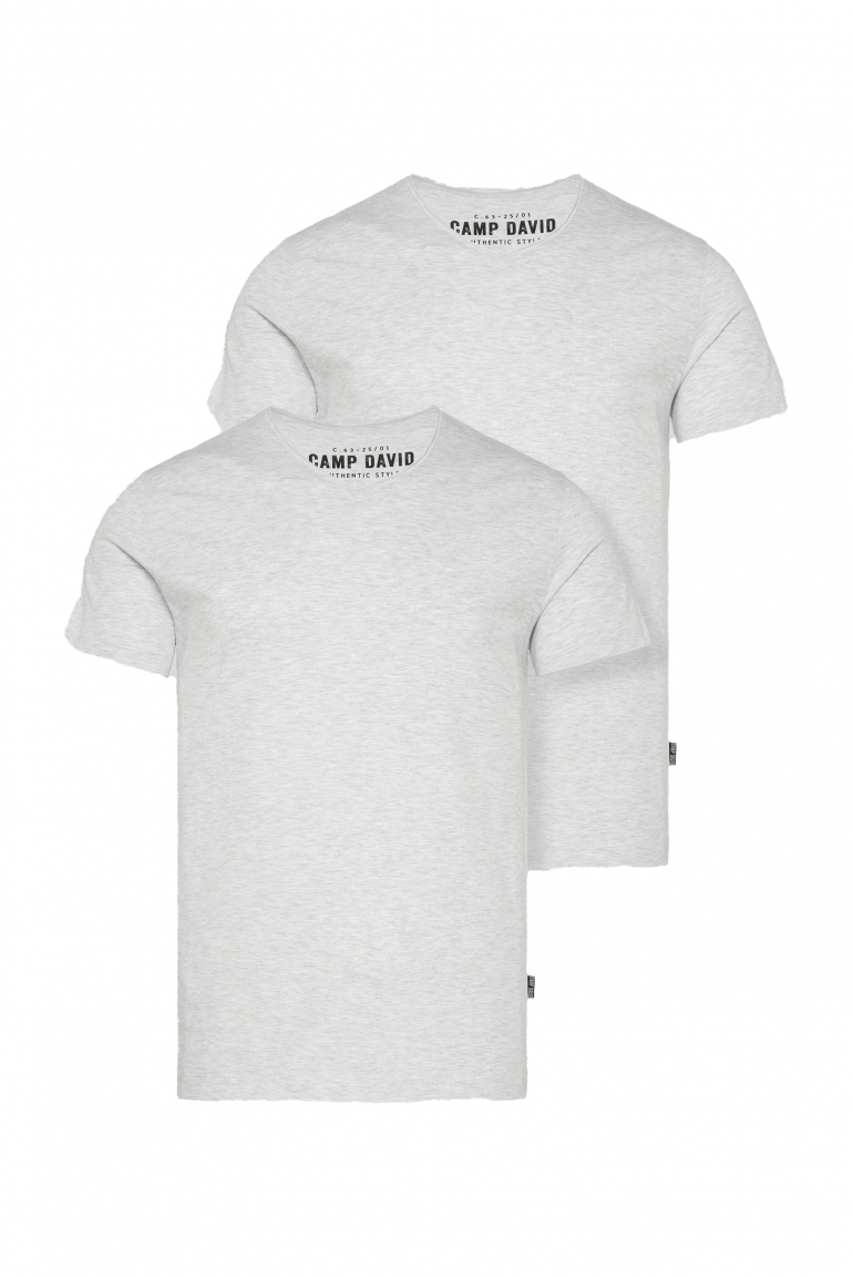 Basic T-Shirt V-Neck 2er-Pack grey melange