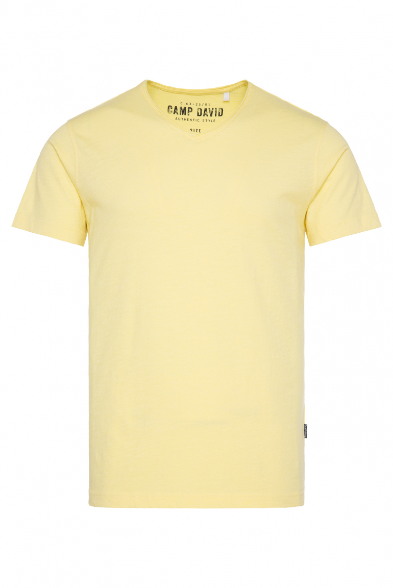 Basic T-Shirt V-Neck mit Used-Kante sun