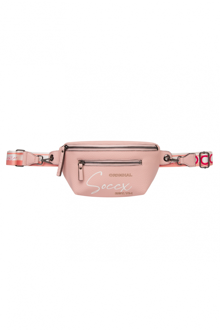 Bauchtasche mit Logo Print und Wechselgurt dusty rose