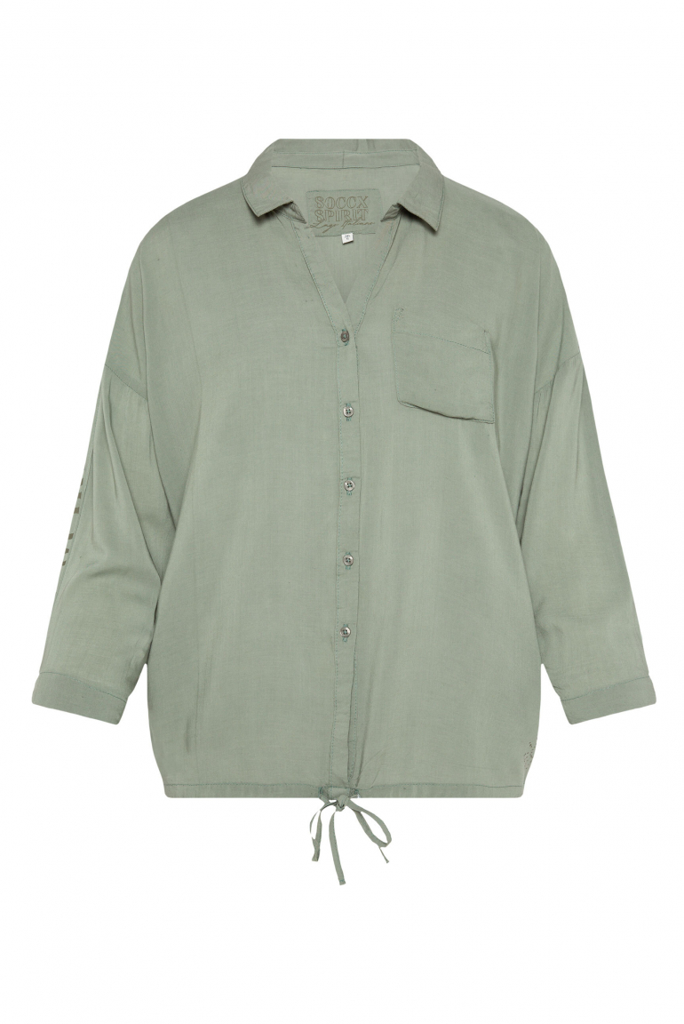 Bluse mit 3/4-Ärmeln und Logo-Tape faded olive