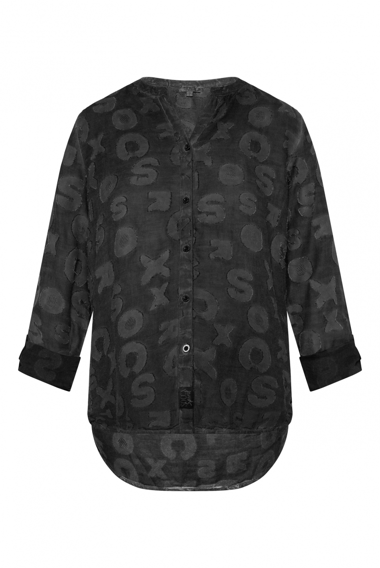 Bluse Oil Dyed mit Intarsia-Muster black