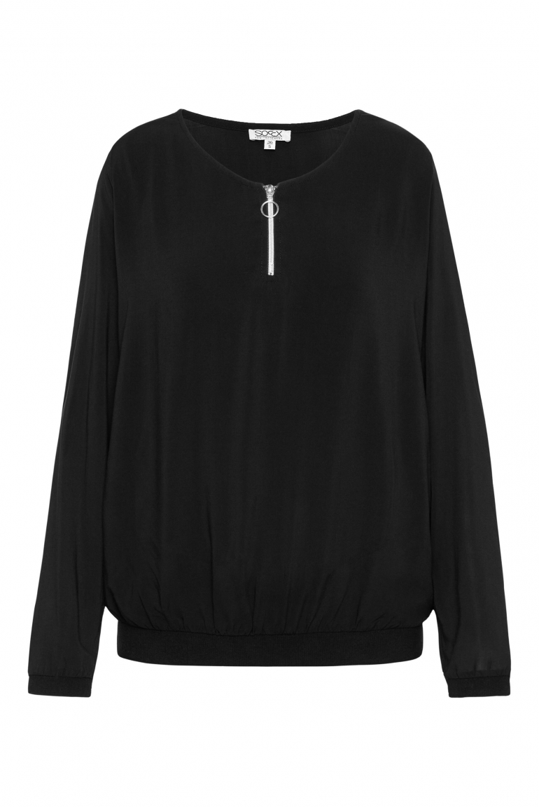 Blusen-Shirt mit elastischen Bündchen black