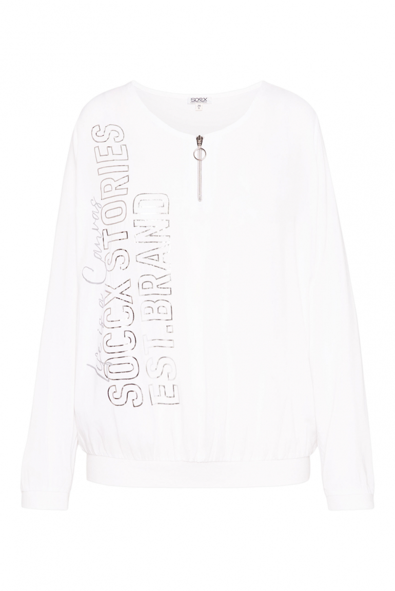 Blusen-Shirt mit elastischen Bündchen opticwhite