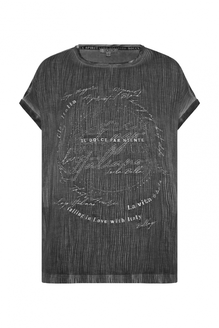 Blusenshirt mit Crash-Effekt und Artwork black