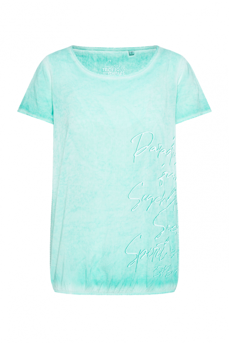 Blusenshirt mit Print und Elastiksaum aqua splash