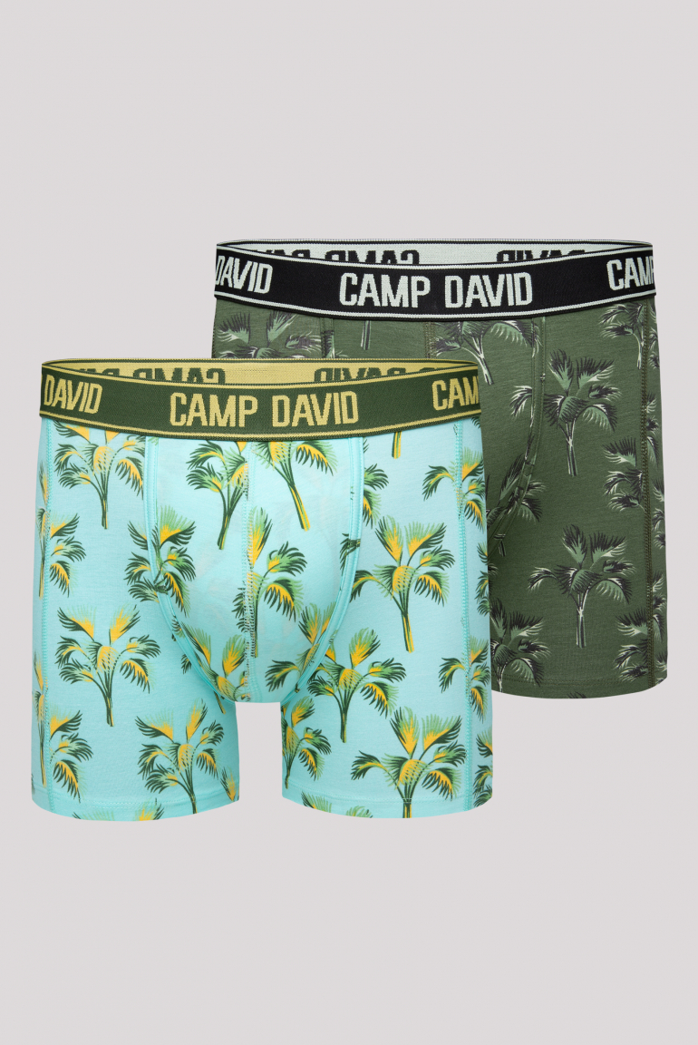 Boxershorts mit All Over Print, 2er-Pack khaki / aqua