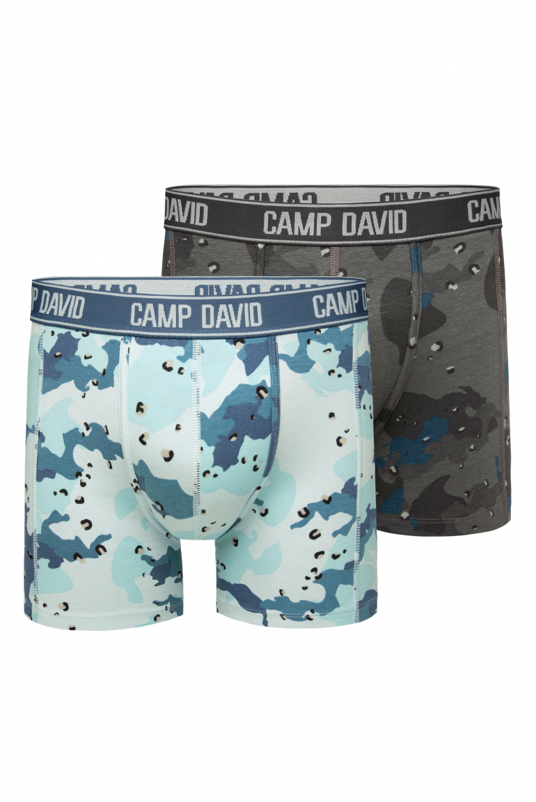Boxershorts mit All Over Print, 2er-Pack light blue / anthra