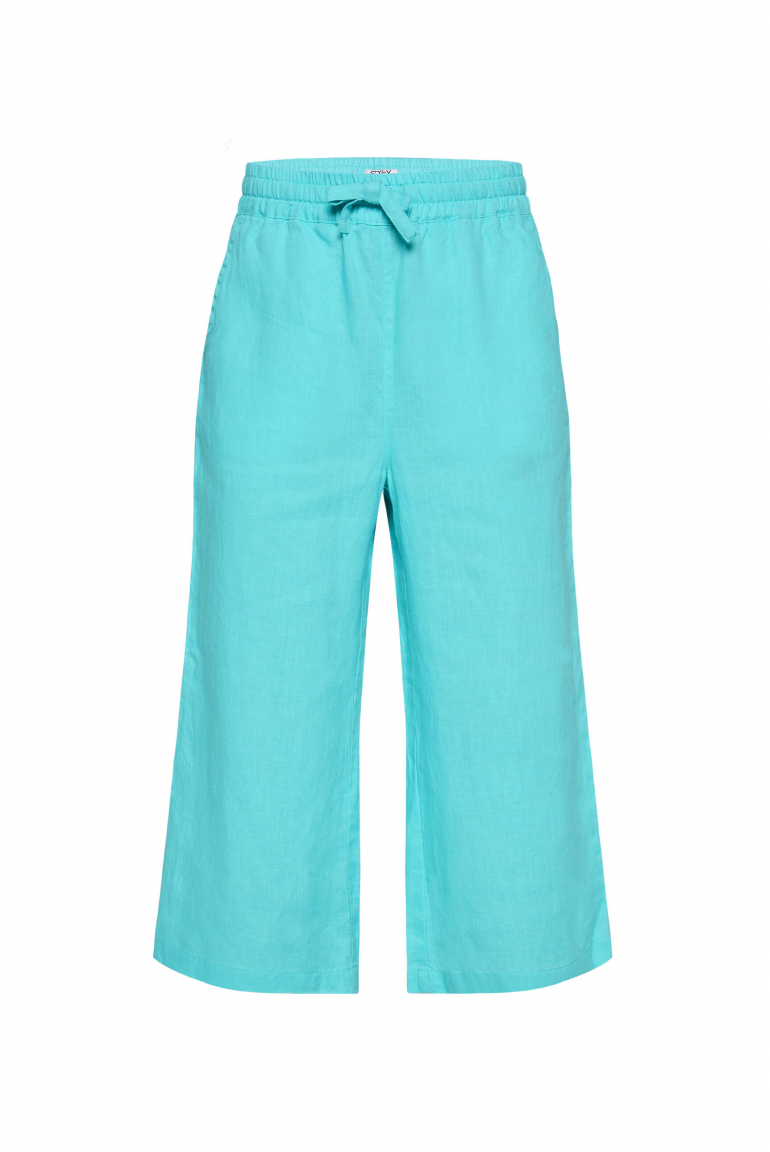 Culotte aus Leinen mit Elastikbund lagoon blue