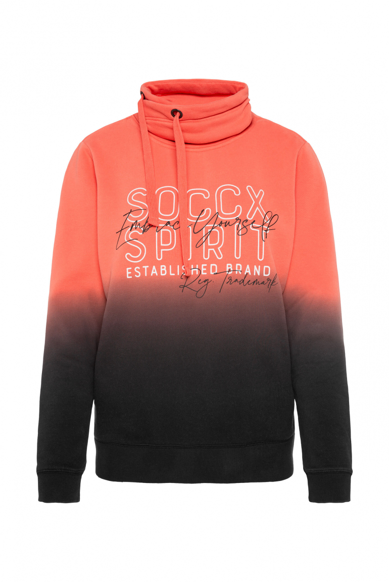 Dip Dye Sweatshirt mit hohem Kragen coral / black