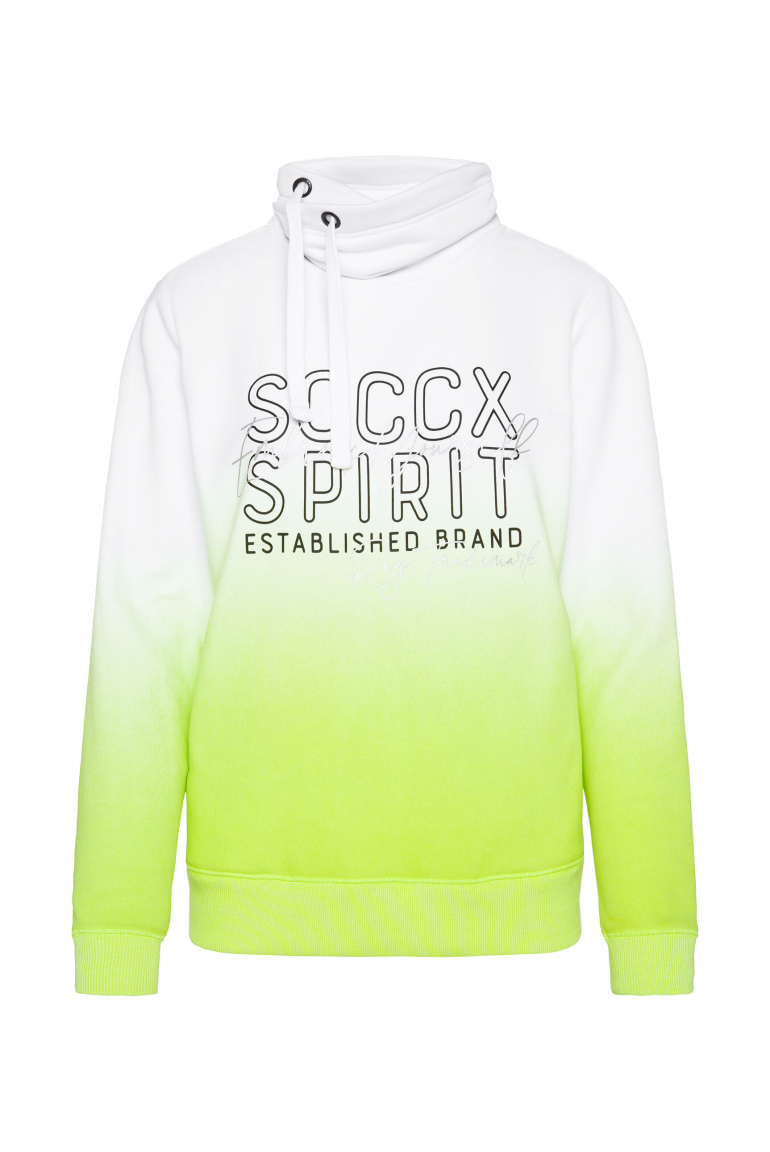 Dip Dye Sweatshirt mit hohem Kragen opticwhite / neon lime