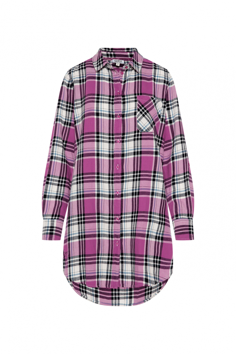 Flanellbluse mit modernem Glencheck-Karo iced berry