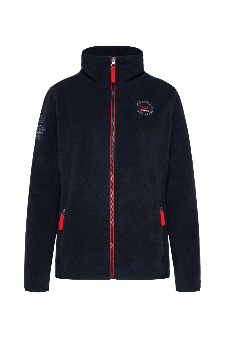 Fleecejacke mit Colour-Details und Artworks blue navy
