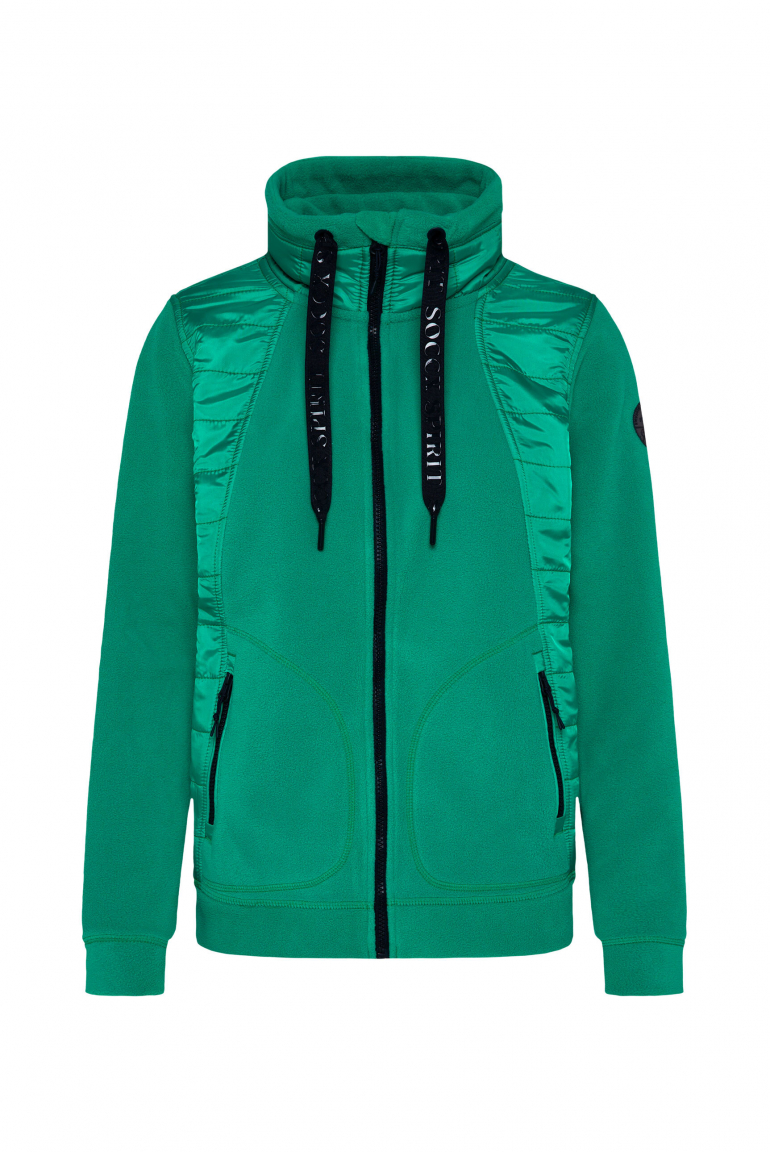 Fleecejacke mit tonigen Stepp-Details bottle green