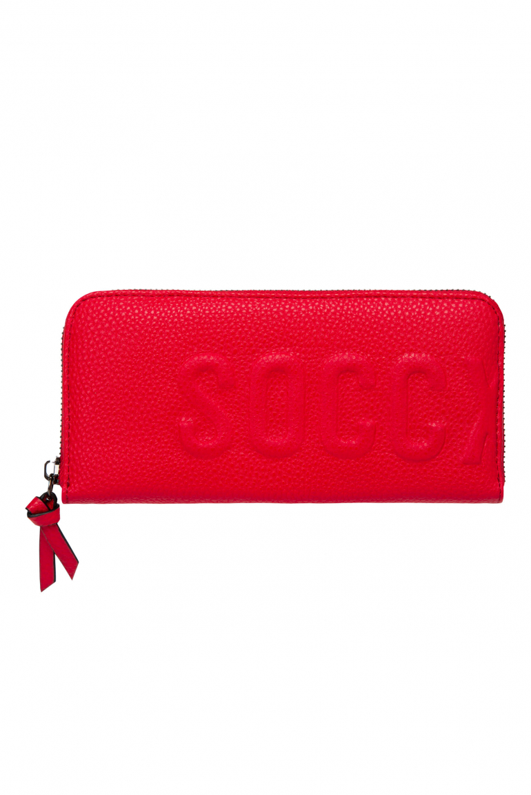 Große Geldbörse mit Logo-Prägung clear red