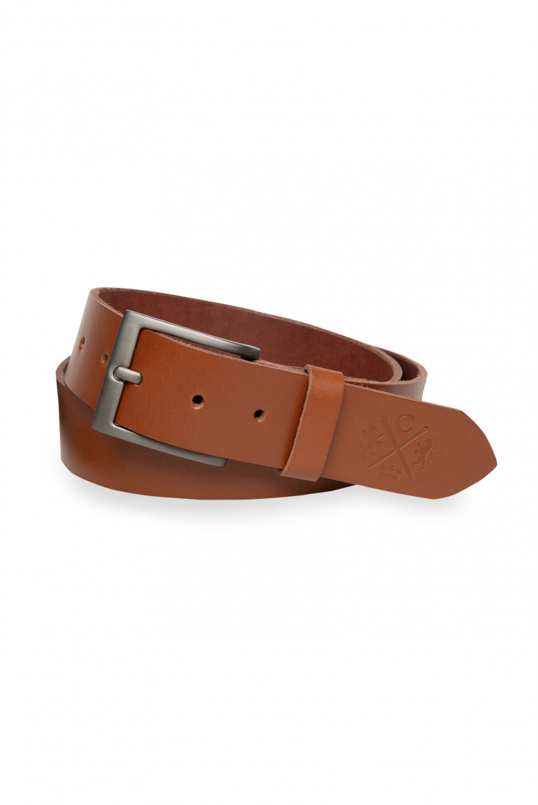 Gürtel aus Leder mit Logo-Prägung cognac